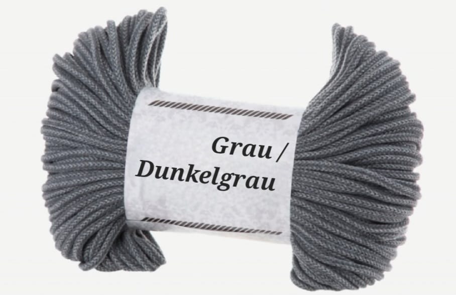 Garn-Farbmuster Grau / Dunkelgrau für die Katzenhöhle Katzenkopf; kein Foto einer fertigen Höhle