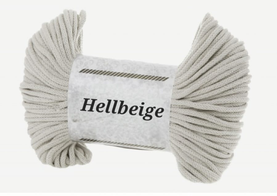 Garn-Farbmuster Hellbeige für die Katzenhöhle Katzenkopf; kein Foto einer fertigen Höhle