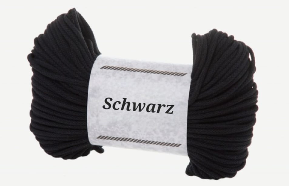 Garn-Farbmuster Schwarz für die Katzenhöhle Katzenkopf; kein Foto einer fertigen Höhle