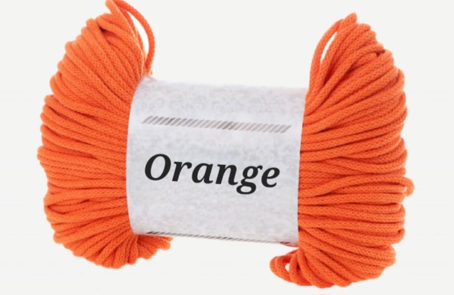 Garn-Farbmuster Orange für die Katzenhöhle Katzenkopf; kein Foto einer fertigen Höhle