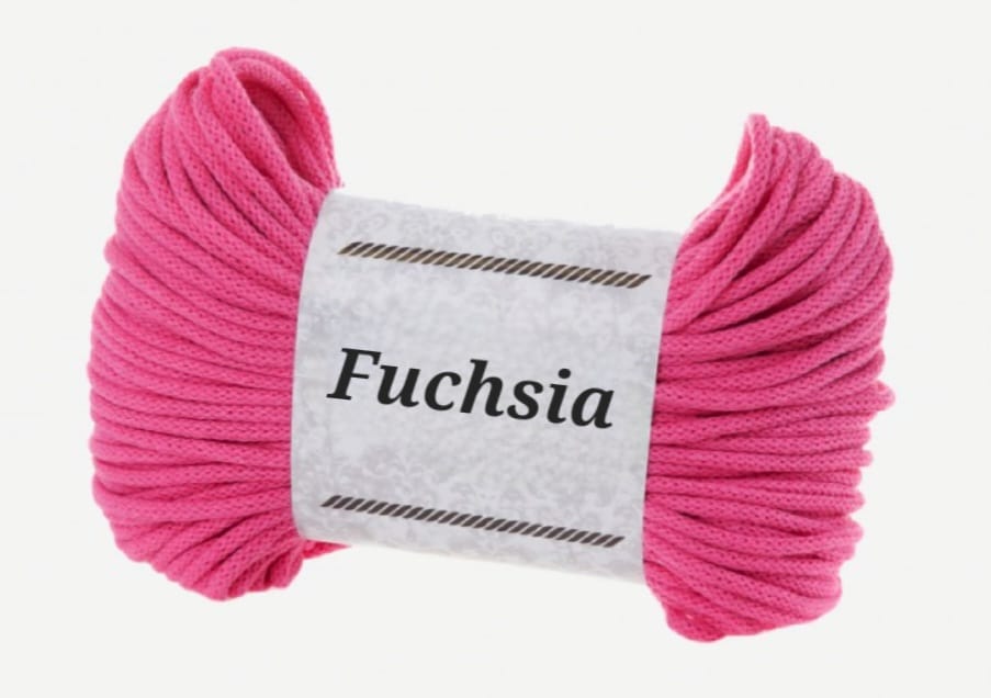 Garn-Farbmuster Fuchsia für die Katzenhöhle Katzenkopf; kein Foto einer fertigen Höhle