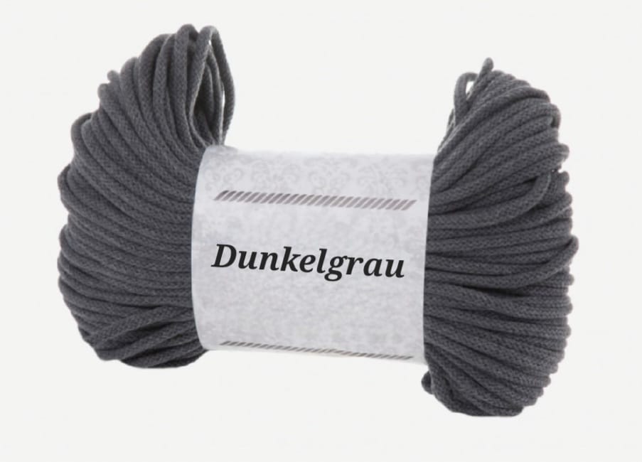 Garn-Farbmuster Dunkelgrau für die Katzenhöhle Katzenkopf; kein Foto einer fertigen Höhle