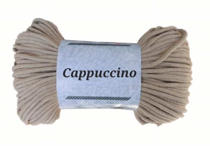 Garn-Farbmuster Cappuccino für die Katzenhöhle Katzenkopf; kein Foto einer fertigen Höhle