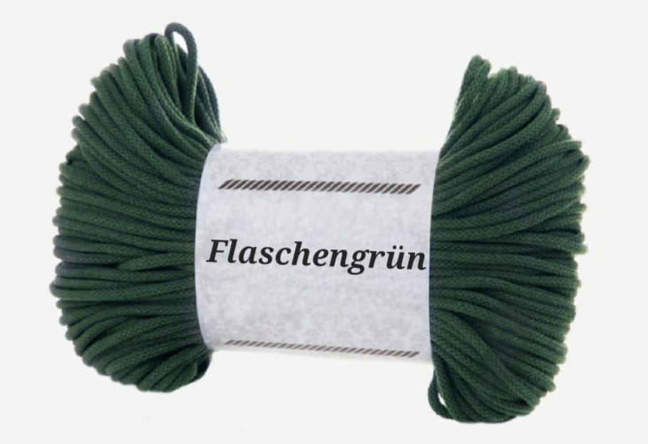 Garn-Farbmuster Flaschengrün für die Katzenhöhle Katzenkopf; kein Foto einer fertigen Höhle