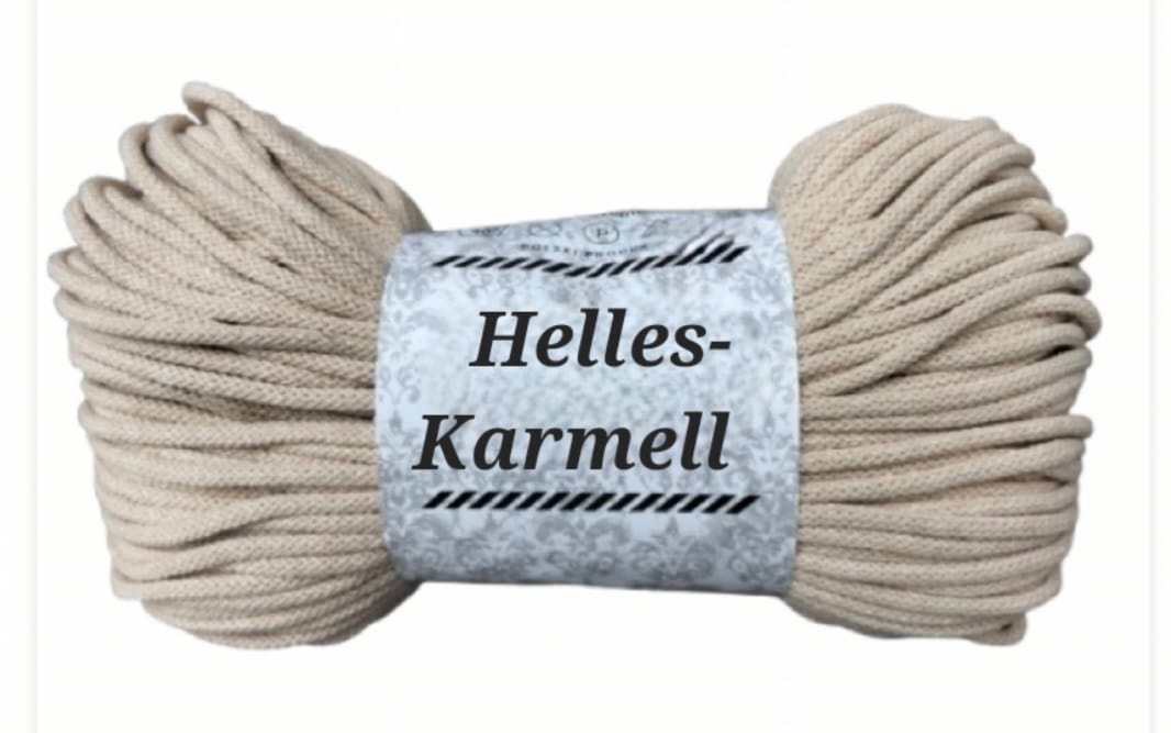 Garn-Farbmuster Helles Karamell für die Katzenhöhle Katzenkopf; kein Foto einer fertigen Höhle