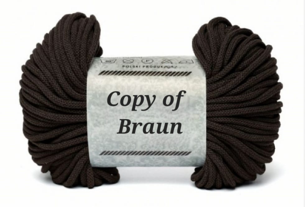 Garn-Farbmuster Dunkelbraun (Copy of Braun) für die Katzenhöhle Katzenkopf; kein Foto einer fertigen Höhle